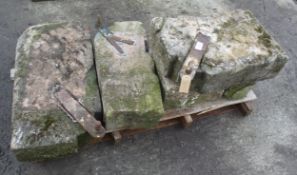 A PALLET OF FIVE STONE HINGES - NO VAT