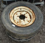 TWO FRONT TRACTOR TYRES AND WHEELS - NO VAT