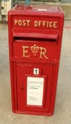 A FULL SIZED RED ROYAL MAIL CAST IRON POST BOX WITH 2 KEYS NO VAT
