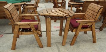 AN AS NEW EX DISPLAY CHARLES TAYLOR BISTRO SET COMPRISING OF A ROUND TABLE, TWO CHAIRS AND AN ARM