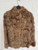 Two vintage rabbit fur short coats with stand up/mandarin collars. One with some worn patches, the
