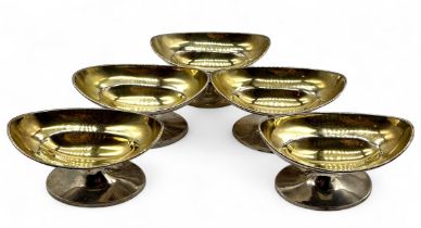 A set of five Georgian silver salts with gilded interiors on pedestal bases (Edinburgh circa 1800,