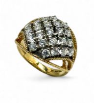 A 14ct gold cluster ring set with diamonds - size O, total weight 5.41