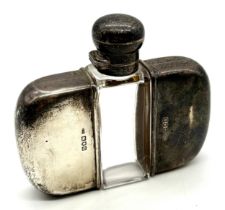 A hallmarked silver (London 1900/1903, possibly Cohen & Charles) double hip flask - weight of cups