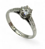 An 18ct white gold 1/2 carat diamond solitaire ring - size P 1/2, weight 3.81g