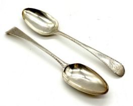 A hallmarked silver pair of serving spoons (William Sumner & Richard Crossley, circa 1780) - total