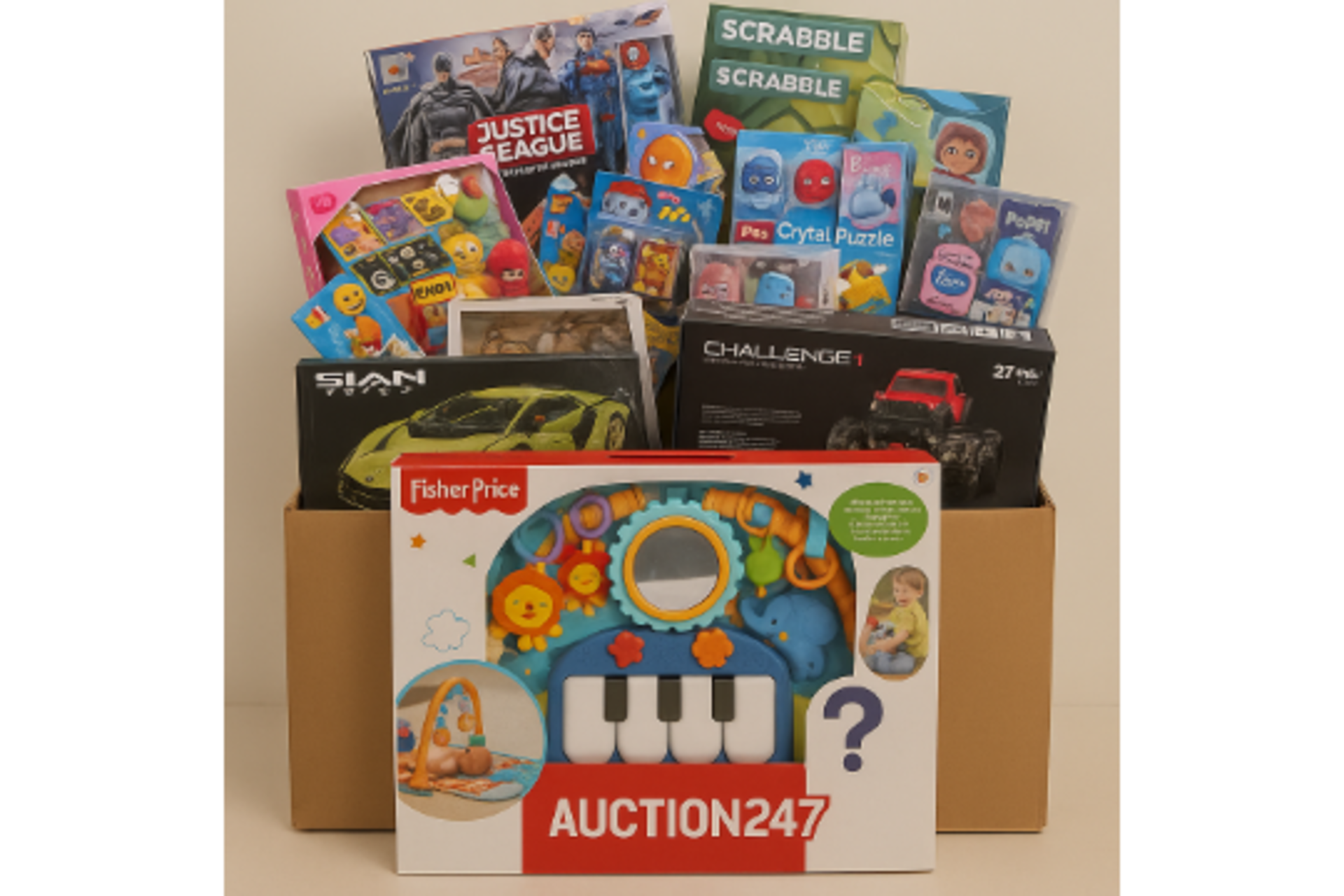TOY BOX 25 ITEMS INCLUDING BIGGER BRANDED TOYS & GAMES AVAILABLE RRP £400 + (BASED ON AMAZON)