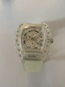 KINGSUN Transparent Skeleton Automatic Watch – White
