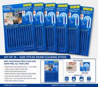 Sani Sticks Drain Cleaning Sticks – Lot of 10 Sealed Packs – 120 Sticks Total A wholesale job lot
