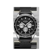 Rotary Chronograph Tachymeter Wristwatch - Black Dial & Leather Strap