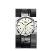Rotary Style Wristwatch Cream Dial Black Strap Classic Casual Watch