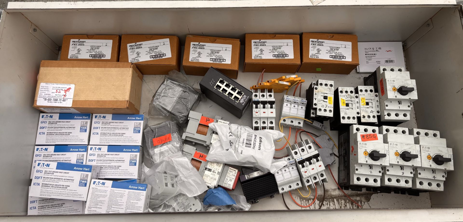 Lot of Electrical Equipment: Tripp Lite NGI-U08 Ethernet, Eaton PKZM4-50, Allen-Bradley 700-CF310D,