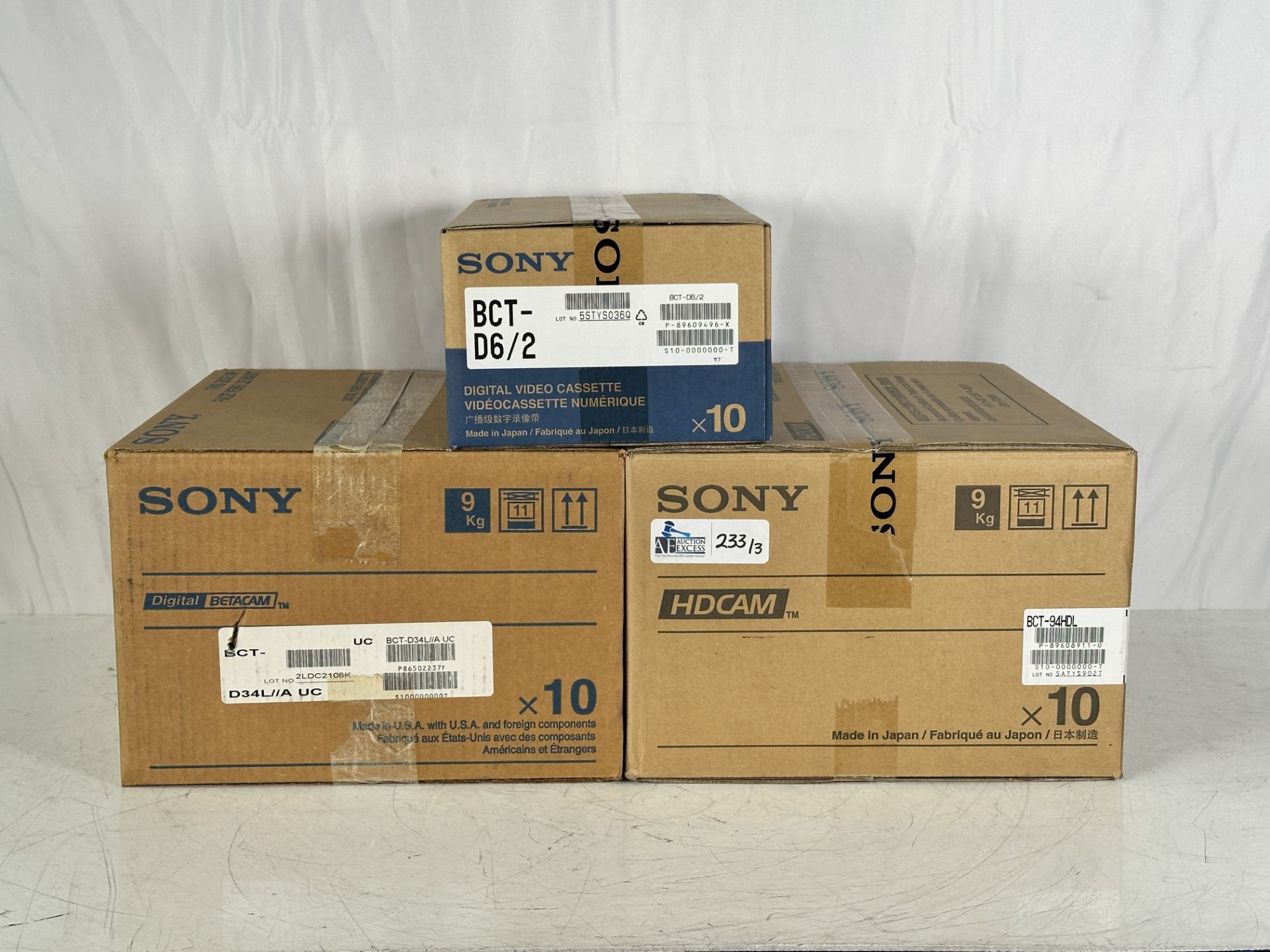 Lot of Betacam tapes New, Sealed Sony BCT-94HDL HDCAM Videocassette Box of 10, Sony BCT-D34L Box of