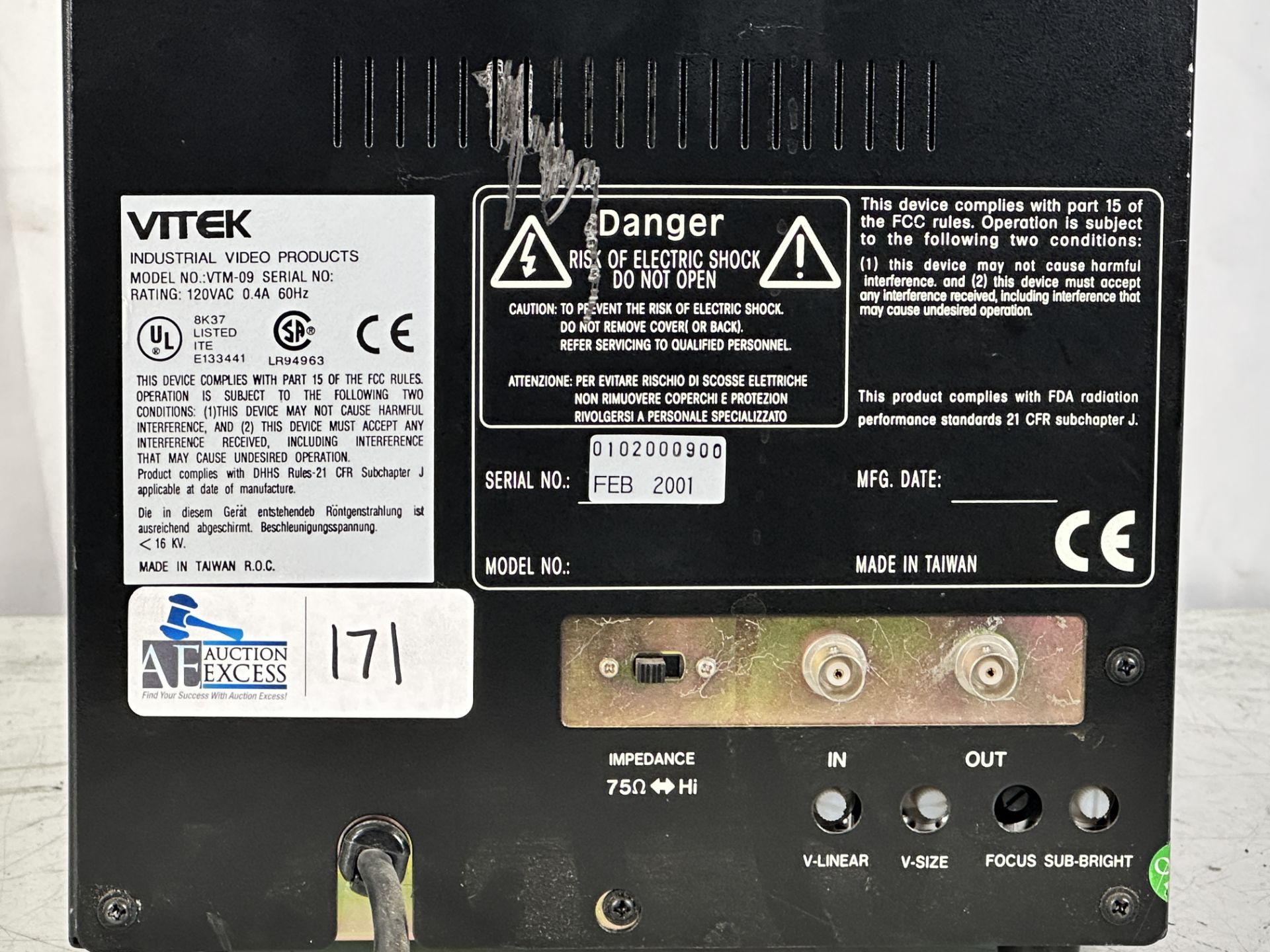 VITEK VTM-09 Video Monitor - Image 5 of 8