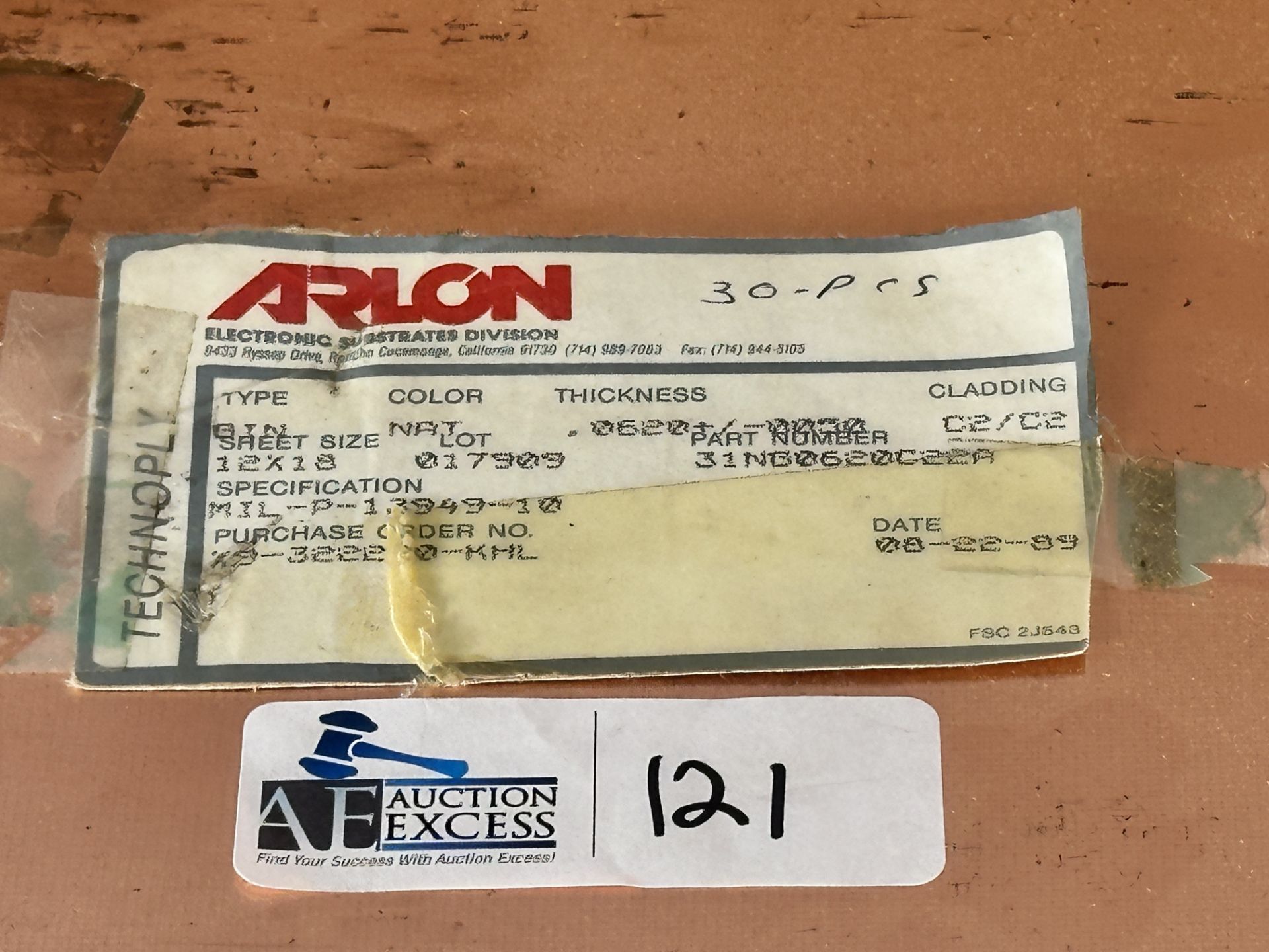 Arlon 31NG0620C22A 12x18 Copper Sheets .620 Thickness - Image 2 of 3