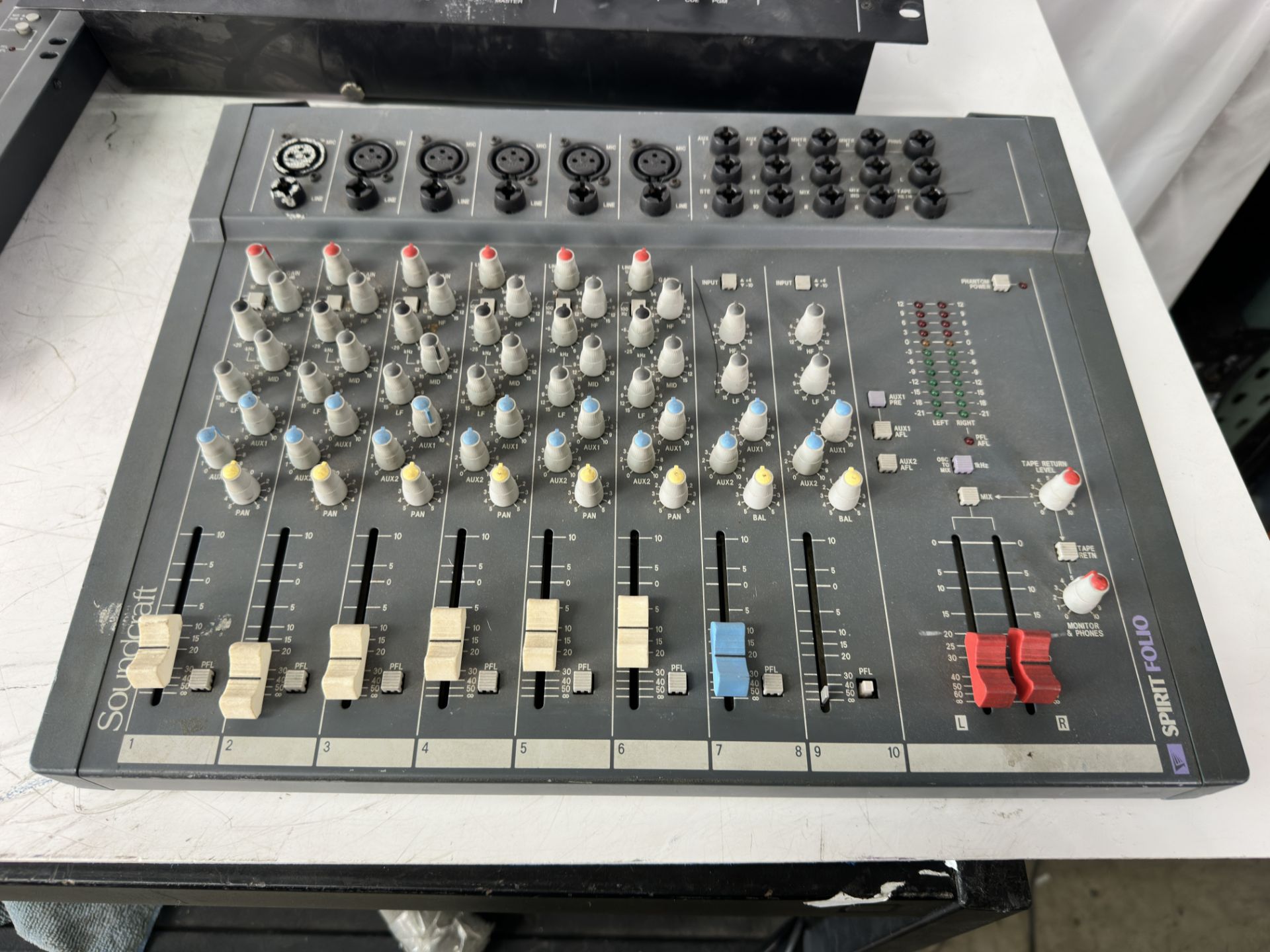 Lot of Pro Audio: Soundcraft Spirit SX, Soundcraft Spirit Folio Mixers, Optimus SSM-1250 3 Channel S - Image 2 of 11