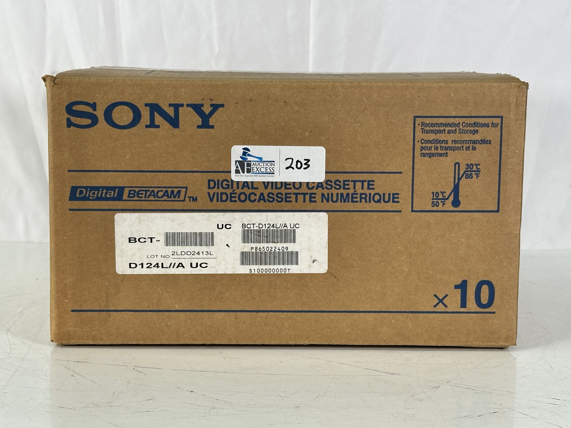 Lot of 10 Sony BCT-D124L Digital Betacam Metal Cassette Tapes New