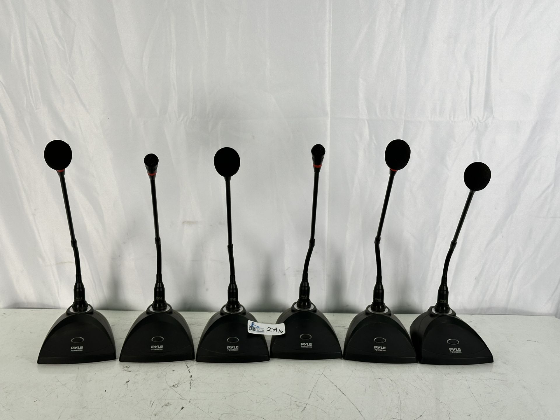 Lot of 6 Pyle PDWM8300 190.1 MHz Professional Gooseneck Table Top Condenser Microphones