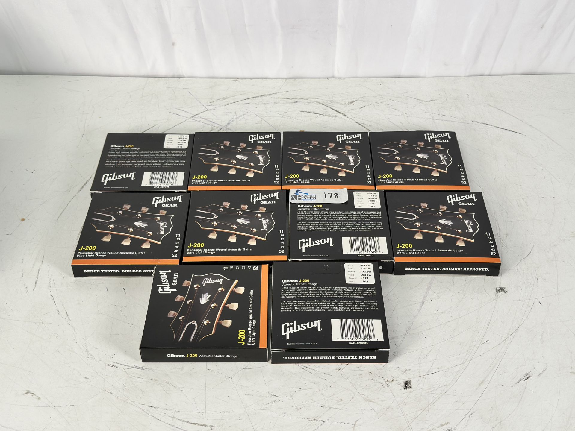 Box of 10 Gibson Pure J-200 Phosphor Bronze Wound Acoustic Guitar Strings Light Gauge New - Image 3 of 3