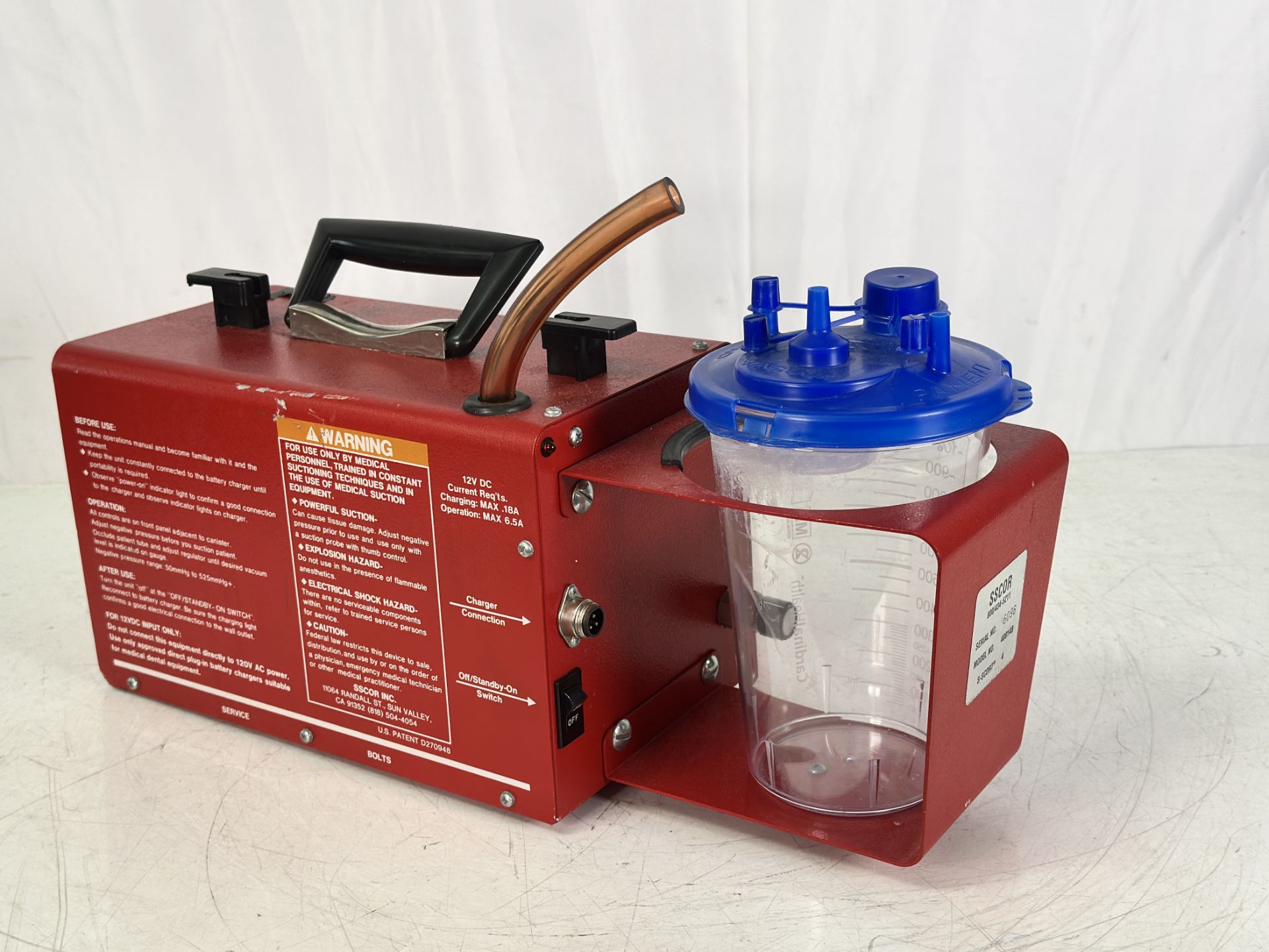 Lot of 2 SSCOR, SSCOR 40014B + Sscor S-SCORT DUET 2014A Aspirator Vacuum Suction Pump - Image 6 of 9