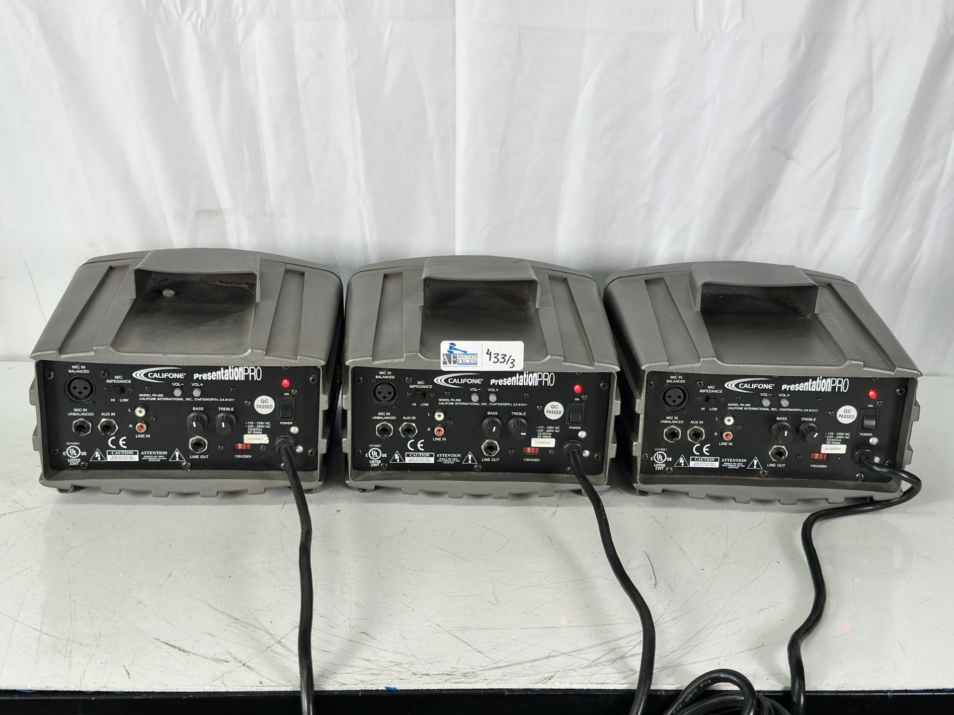 Lot of 3 Califone PA-300 Presentation Pro 90 Watt Stereo PA Speakers - Image 5 of 8