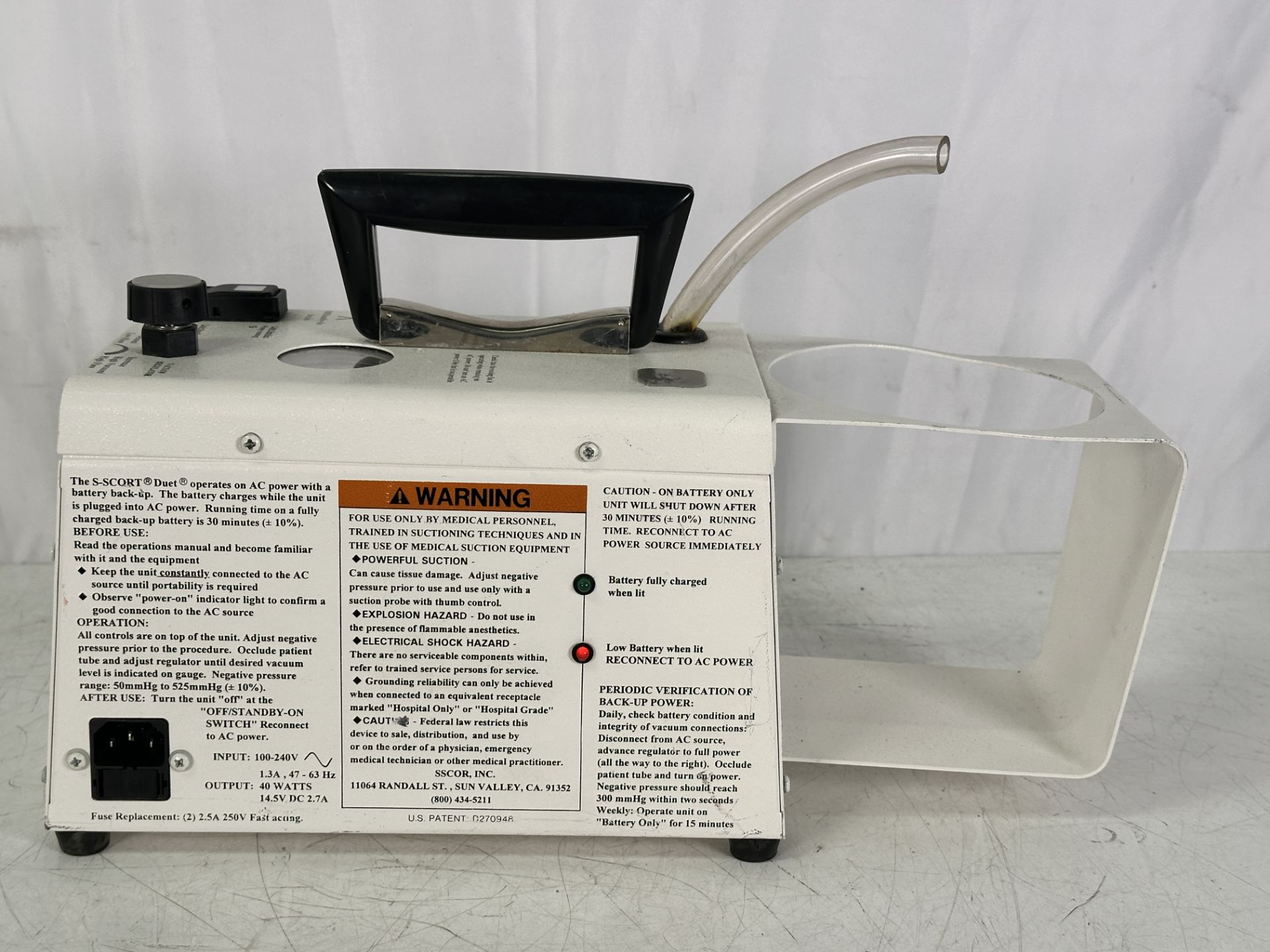 Lot of 2 SSCOR, SSCOR 40014B + Sscor S-SCORT DUET 2014A Aspirator Vacuum Suction Pump - Image 9 of 9