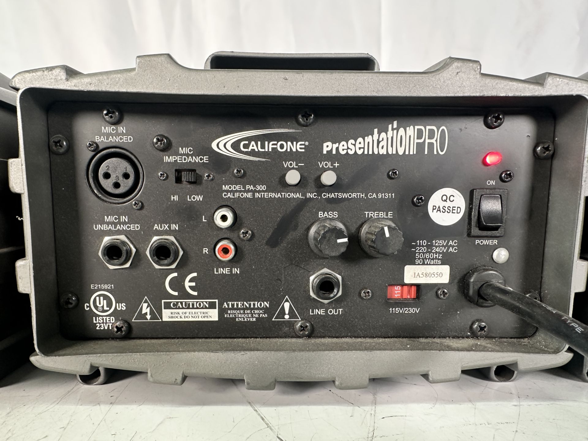 Lot of 4 Califone PA-300 Presentation Pro 90 Watt Stereo PA Speakers - Image 6 of 8