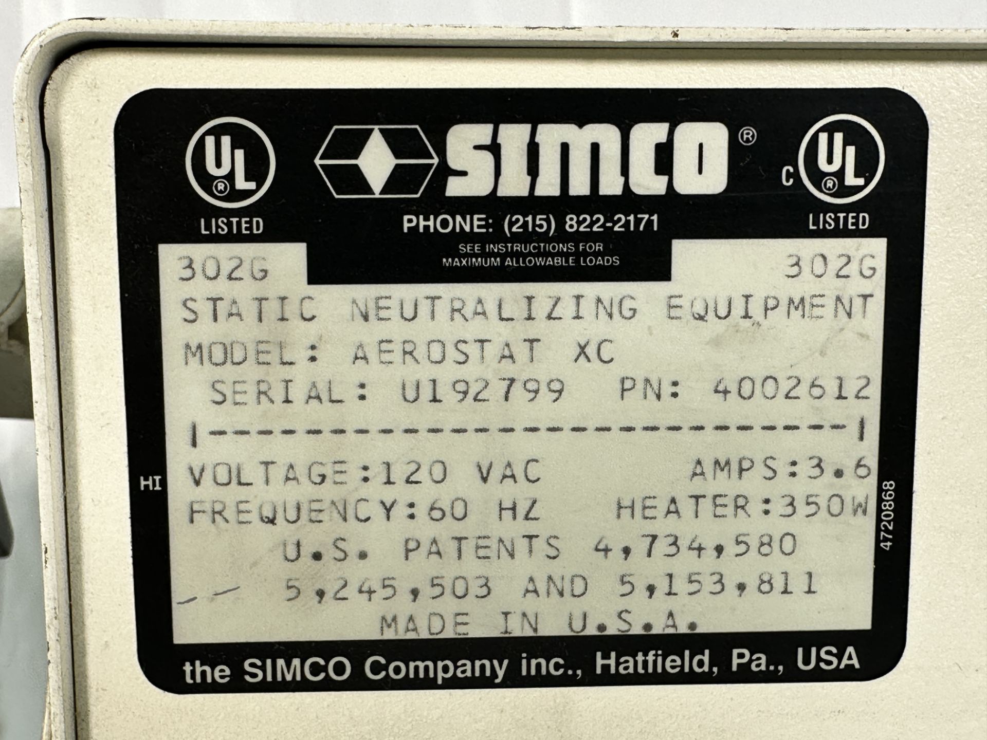Lot of 2 Simco Ionizers, Simco Aerostat XC + Simo Aerostat A300 - Image 6 of 6