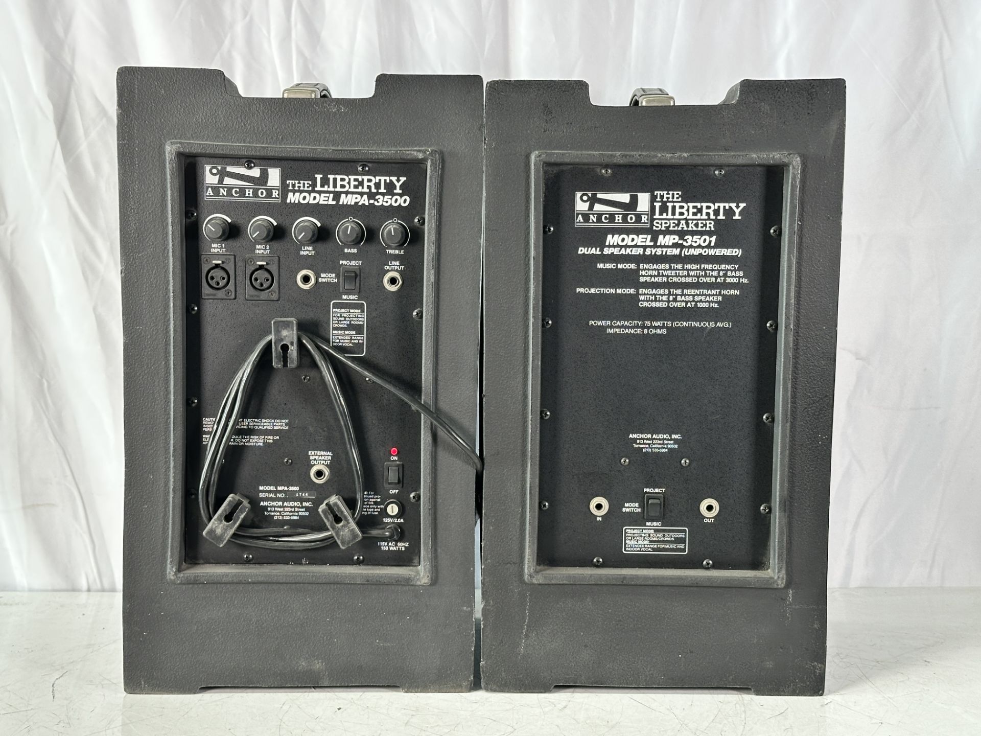 Pair of Anchor MPA-3500A Audio Portable PA Amp Sound System Speakers - Image 2 of 6