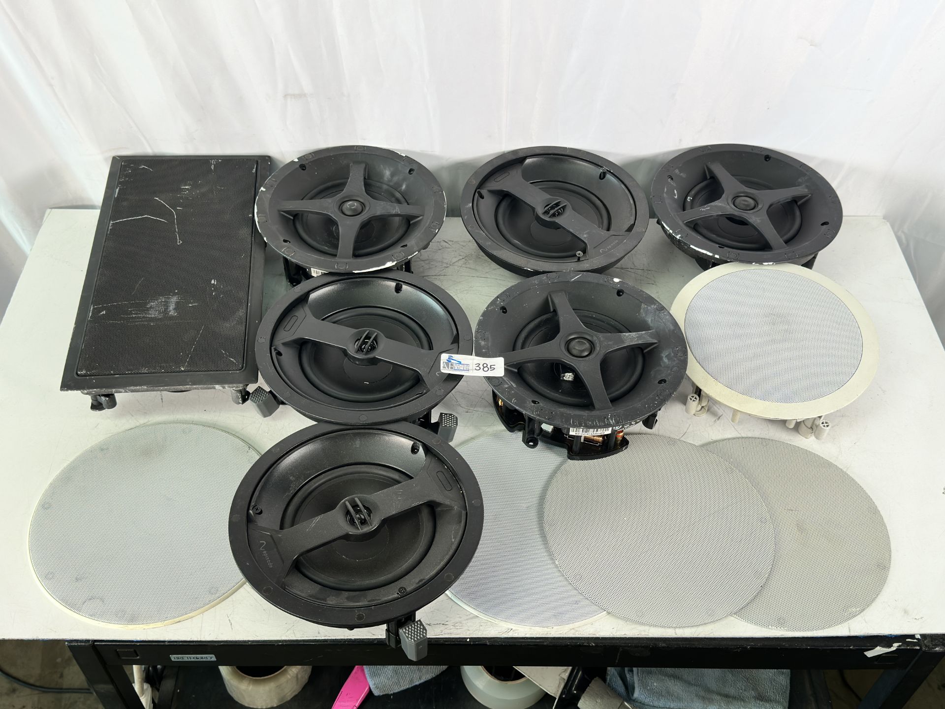 Lot of In-Wall Speakers, (3) Episode ES-150T-IC-6 9" Speakers, (1) Episode ES-300-IC-6 Speaker, (2)