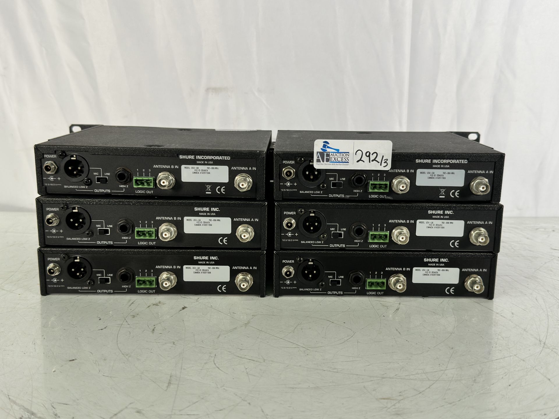 Lot of 3 Dual Shure UC4-UA Wireless Microphone Receivers (2 per Rack unit) - Image 2 of 2