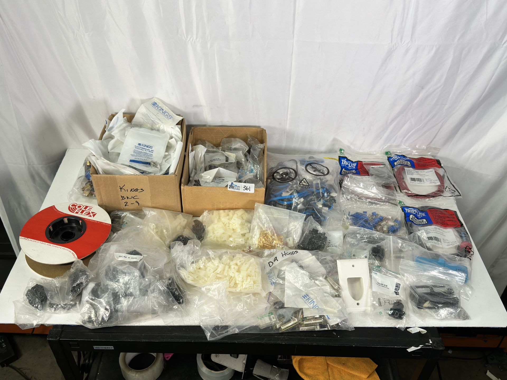 Box of Misc Parts New Old Stock Including (50+) Kings Electronics 2025-58-9 BNC Male Crimp Cable Con
