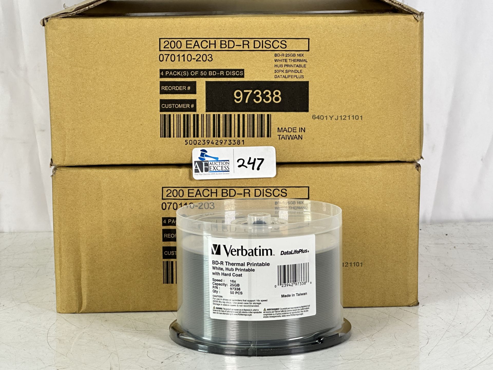 Verbatim BD-R 25GB 6X DataLifePlus White Thermal/Hub Printable - 4 Packs of 50 BD-R Discs (200 Total - Image 3 of 4