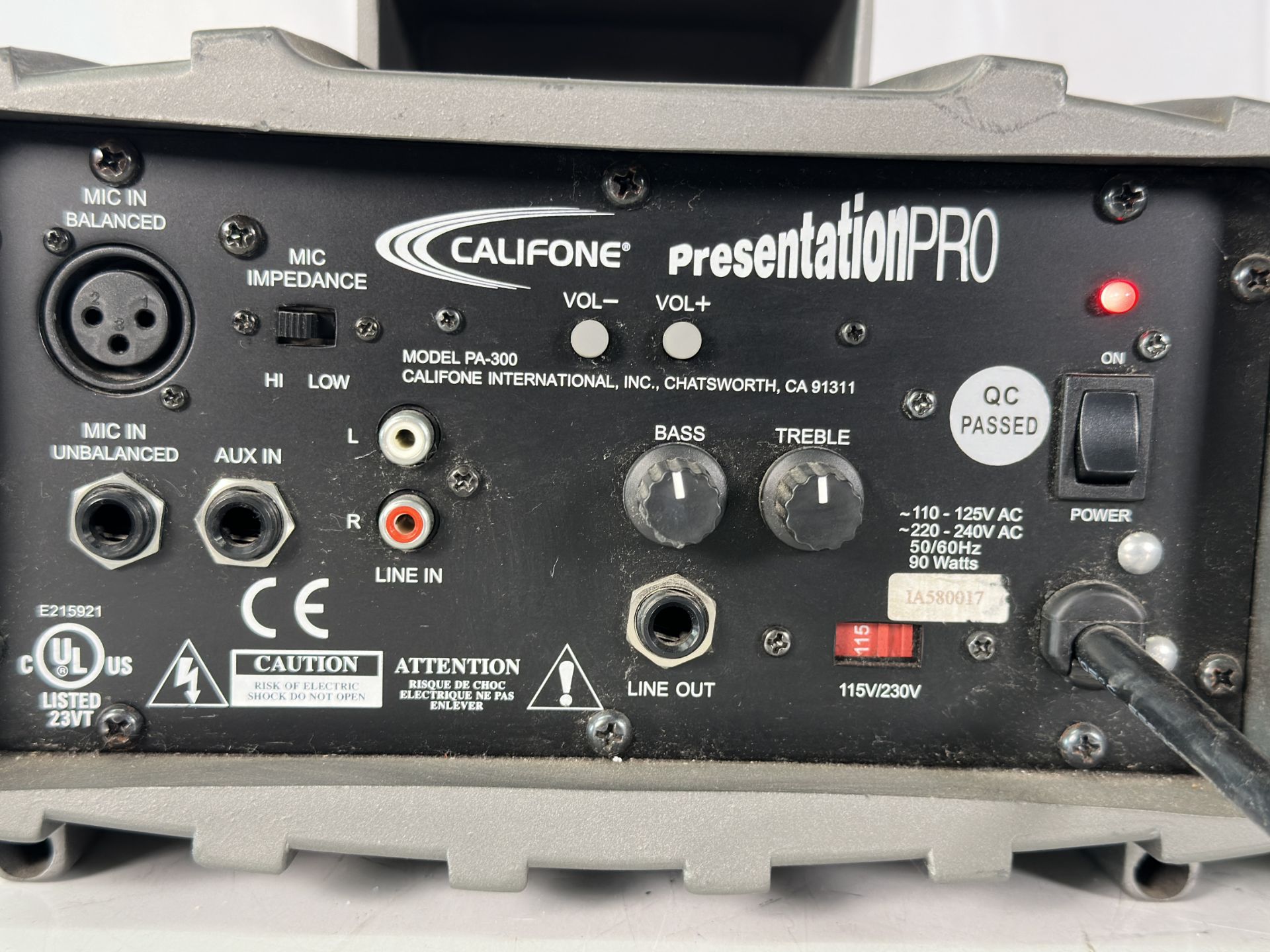 Lot of 3 Califone PA-300 Presentation Pro 90 Watt Stereo PA Speakers - Image 6 of 8