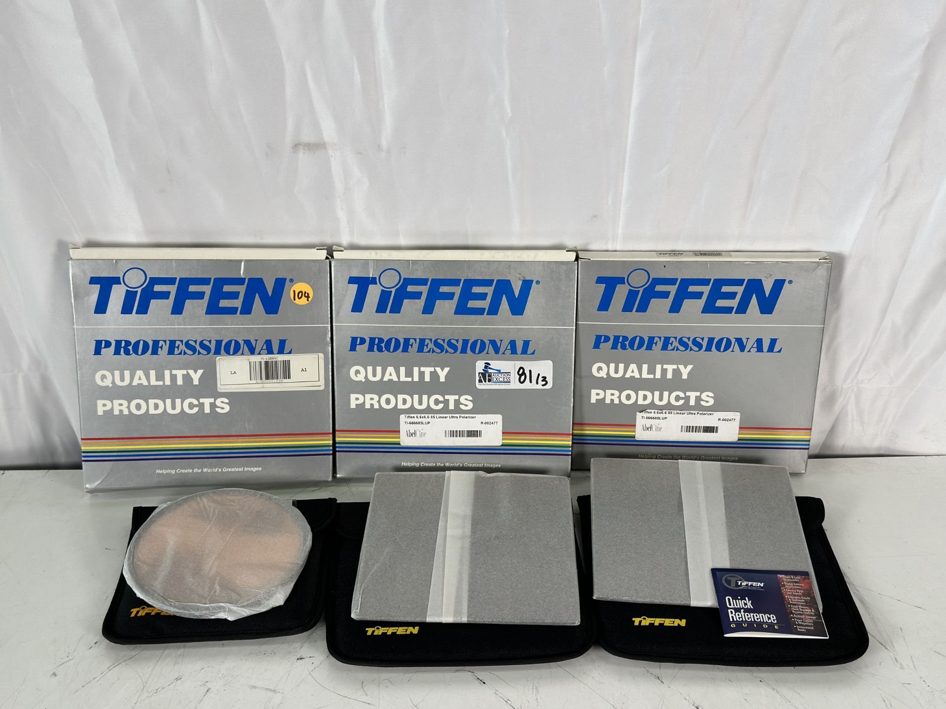 Lot of 3 Tiffen 6.6x6.6 Filters including Tiffen 138mm 85C Filter, (2) Tiffen 85 Linear Ultra Pol NO