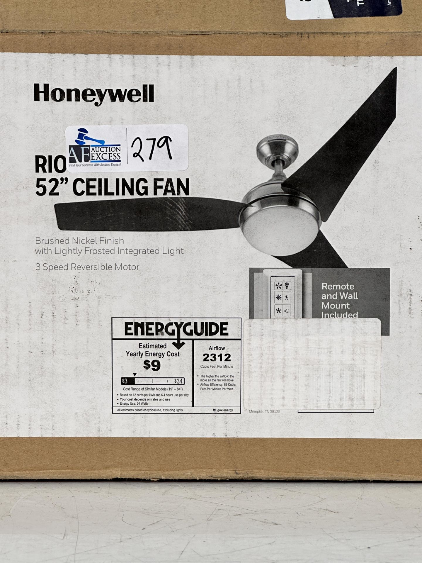 Honeywell Rio 3-Blade Ceiling Fan In Original Box - Image 2 of 4