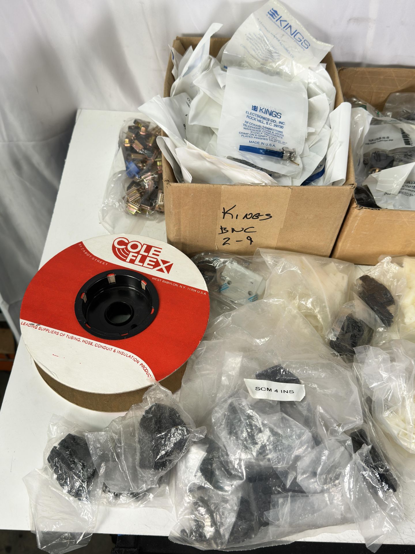 Box of Misc Parts New Old Stock Including (50+) Kings Electronics 2025-58-9 BNC Male Crimp Cable Con - Image 2 of 7