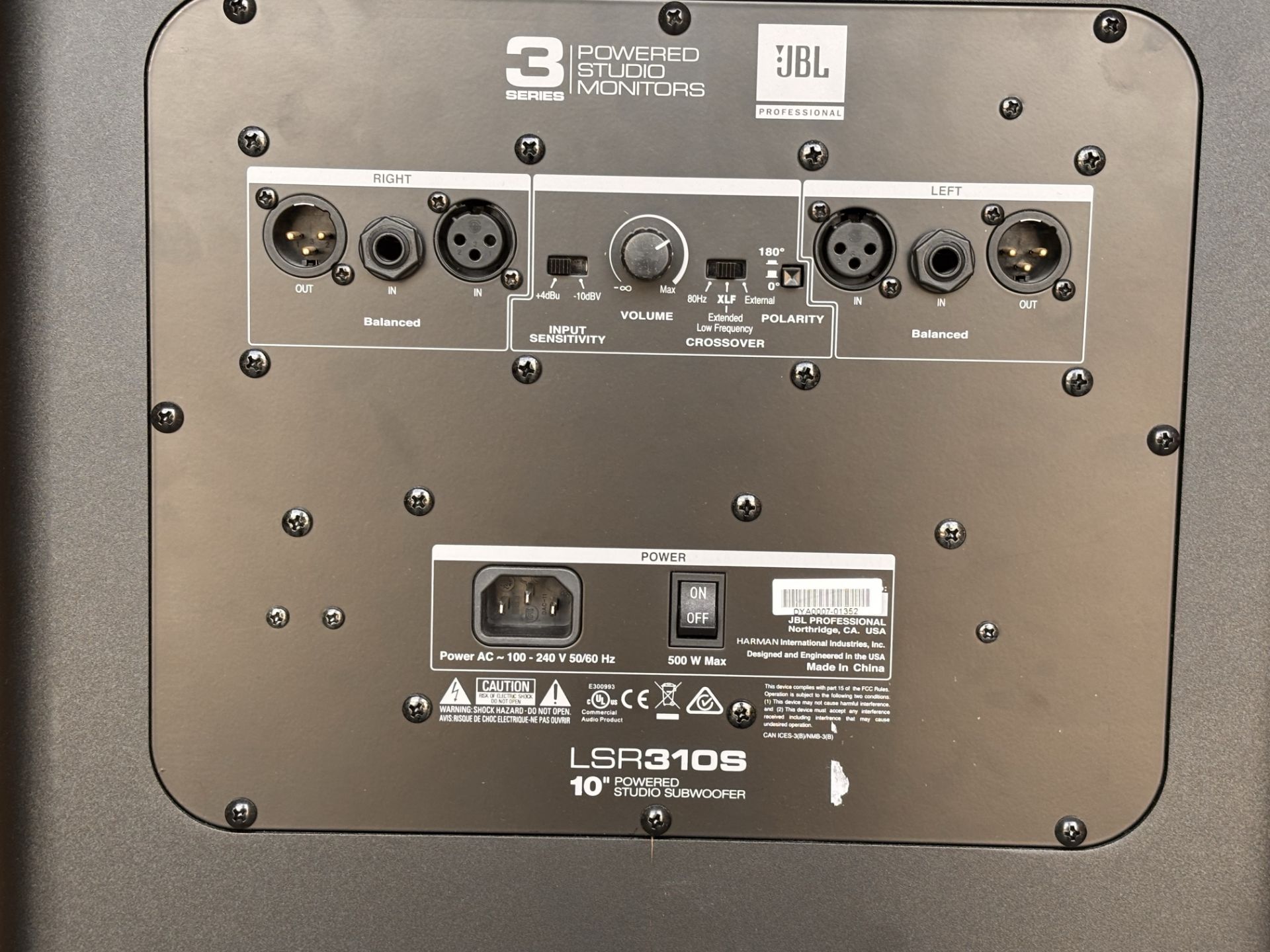 JBL LSR310S 10" 200 Watt Powered Studio Subwoofer Active Reference Sub - Image 5 of 6