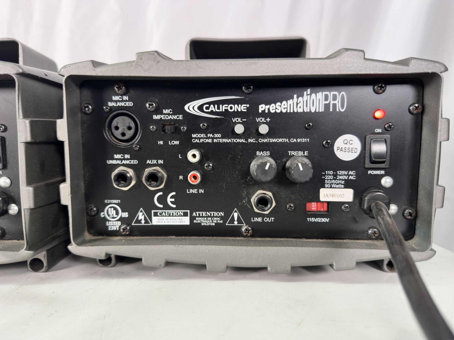 Lot of 4 Califone PA-300 Presentation Pro 90 Watt Stereo PA Speakers - Image 8 of 8