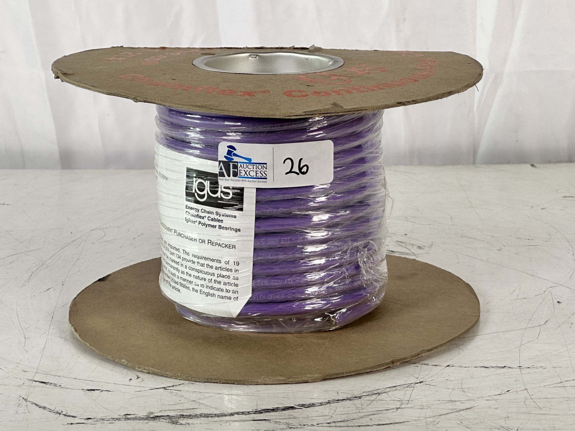75' Igus Chainflex CF14US-020402 Cat5E Ethernet Cable Spool Purple New, Sealed - Image 3 of 4