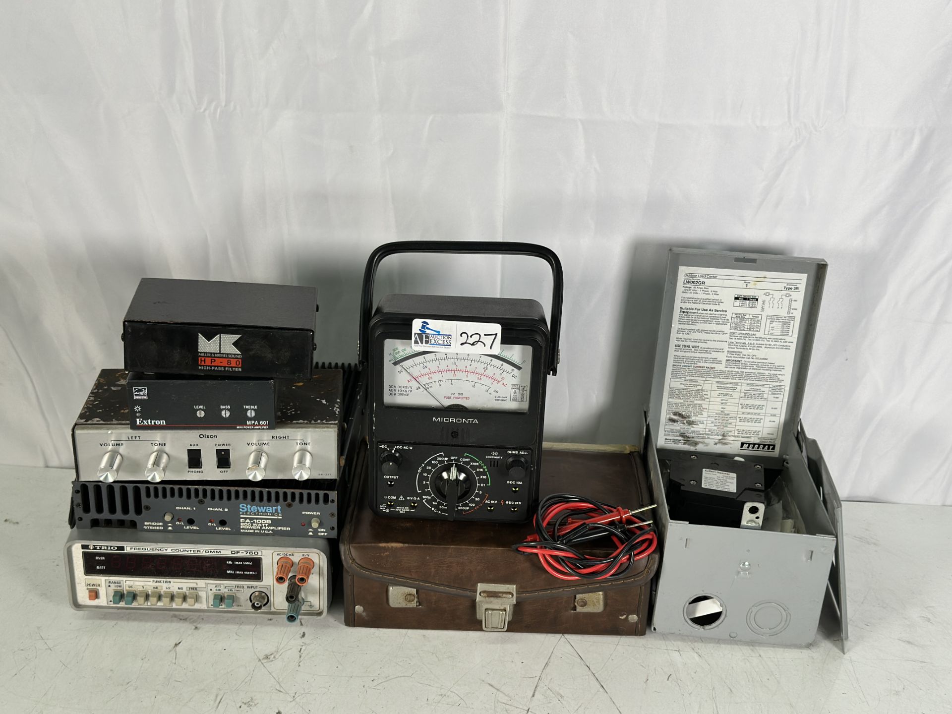 Lot of Misc including Stewart Audio PA-100B Amplifier, Miller & Kreisel HP-80 High Pass Filter, Extr