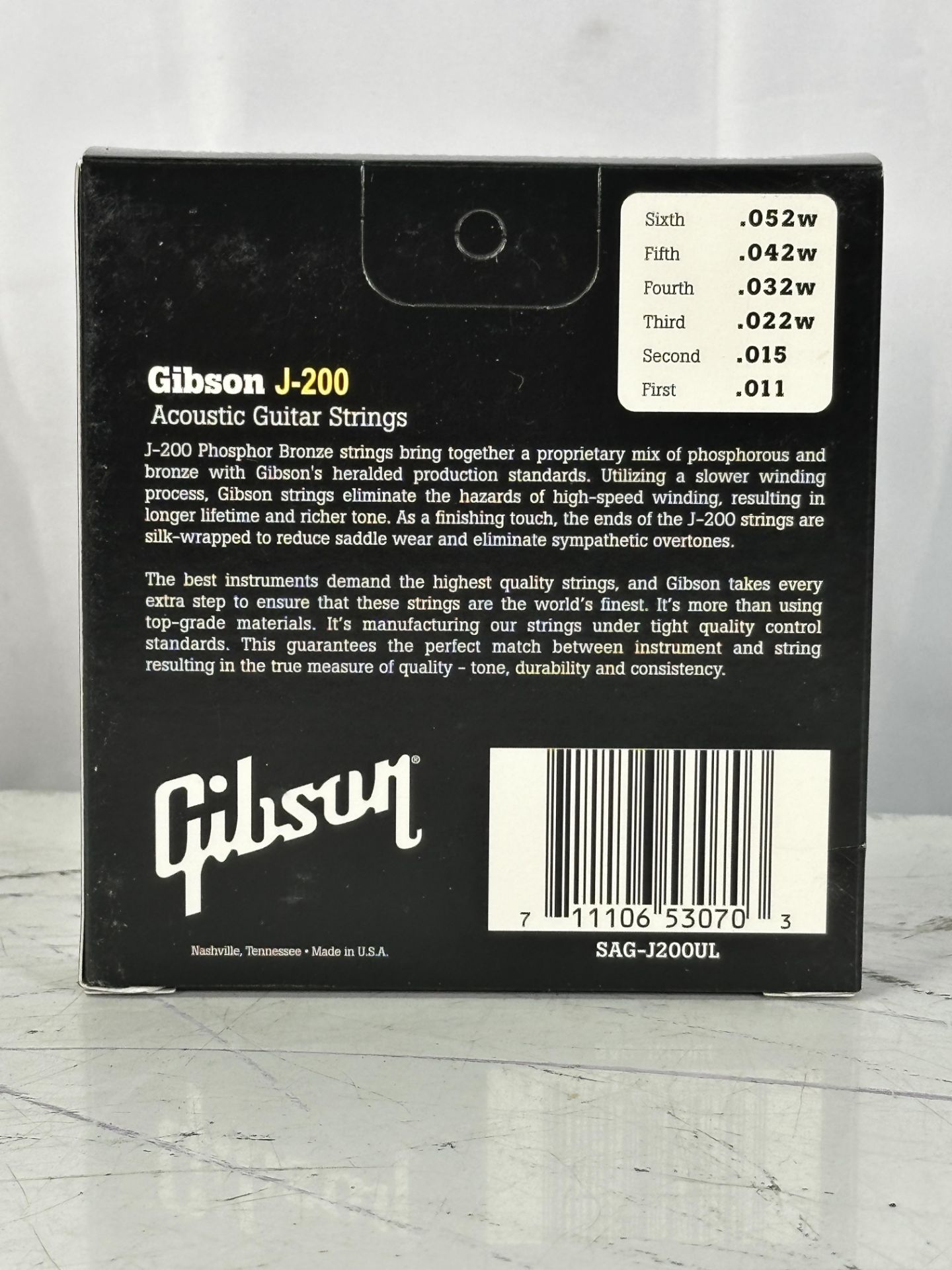 Box of 10 Gibson Pure J-200 Phosphor Bronze Wound Acoustic Guitar Strings Light Gauge New - Image 3 of 3