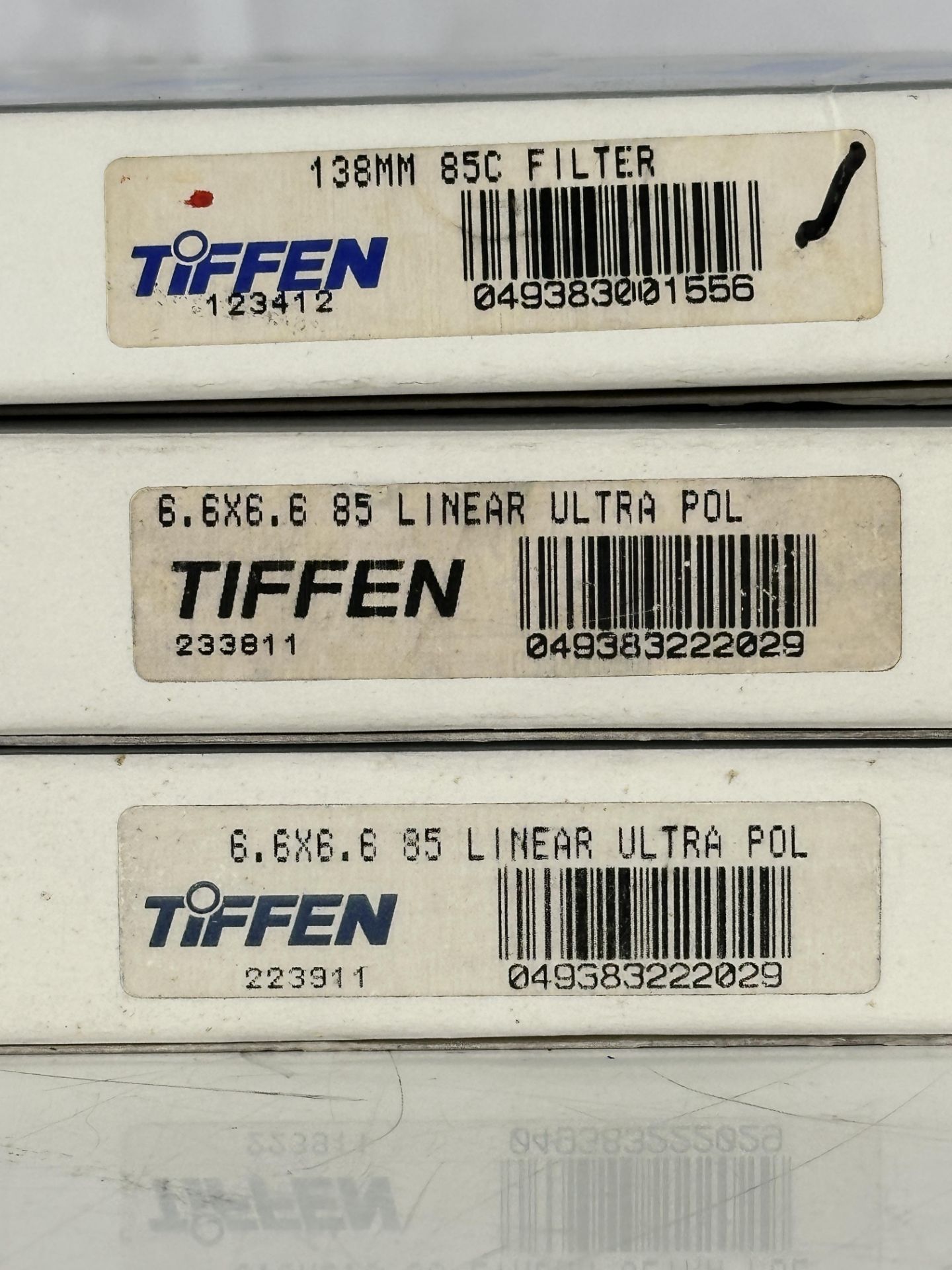Lot of 3 Tiffen 6.6x6.6 Filters including Tiffen 138mm 85C Filter, (2) Tiffen 85 Linear Ultra Pol NO - Image 2 of 2
