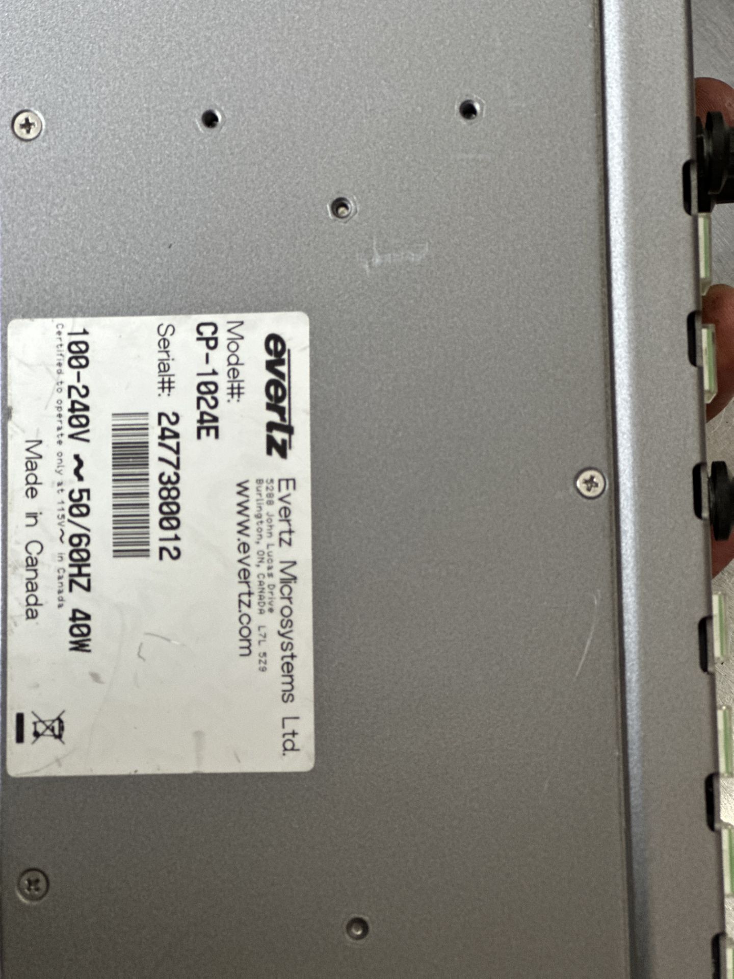 Evertz CP-1024E Quartz Router Control Panel - Image 5 of 7