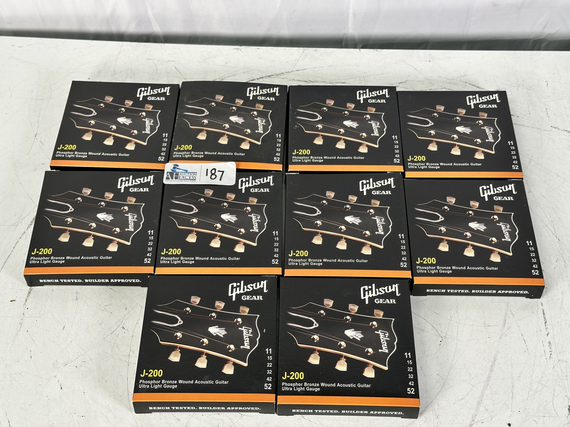 Box of 10 Gibson Pure J-200 Phosphor Bronze Wound Acoustic Guitar Strings Light Gauge New