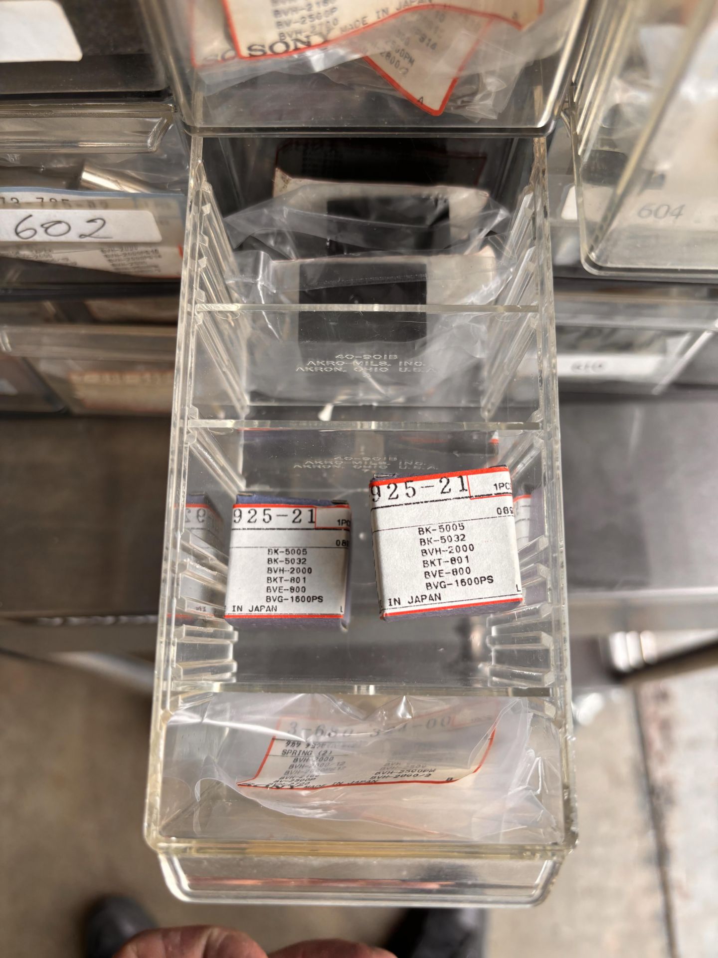 Lot of 2 Parts Cabinets: Sony Broadcast VTR Parts Lot: NOS BVH-2000 DVR-18 BVW-65 Rollers Sensors Sp - Image 13 of 20