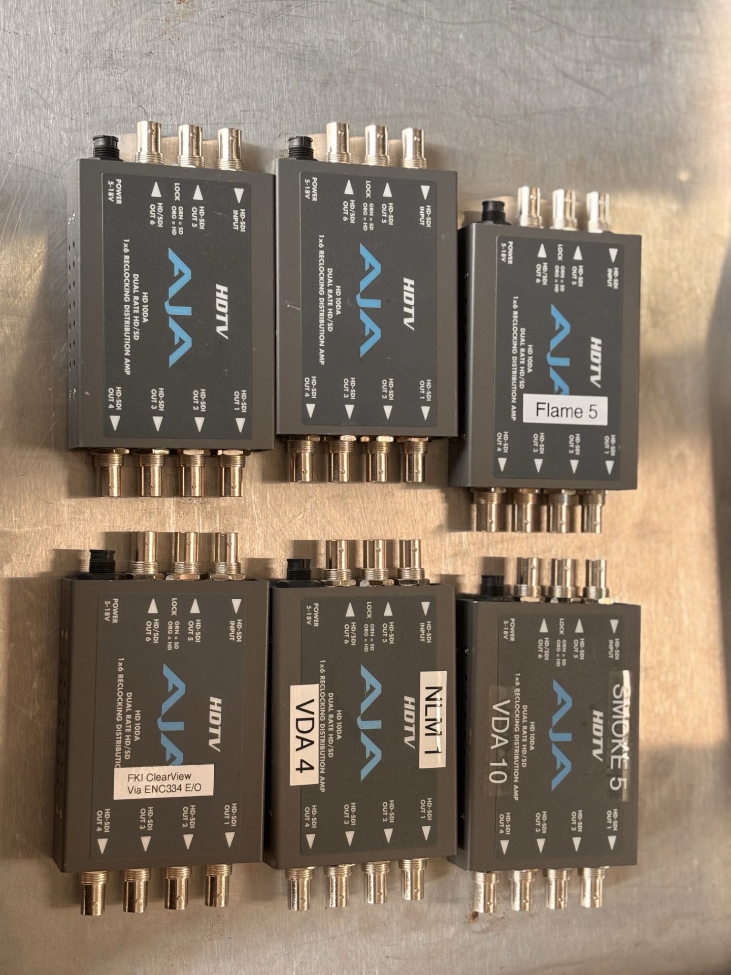 Lot of 6 AJA HD10DA 1x6 HD/SD Re-locking Distribution Amplifiers Dual Rate