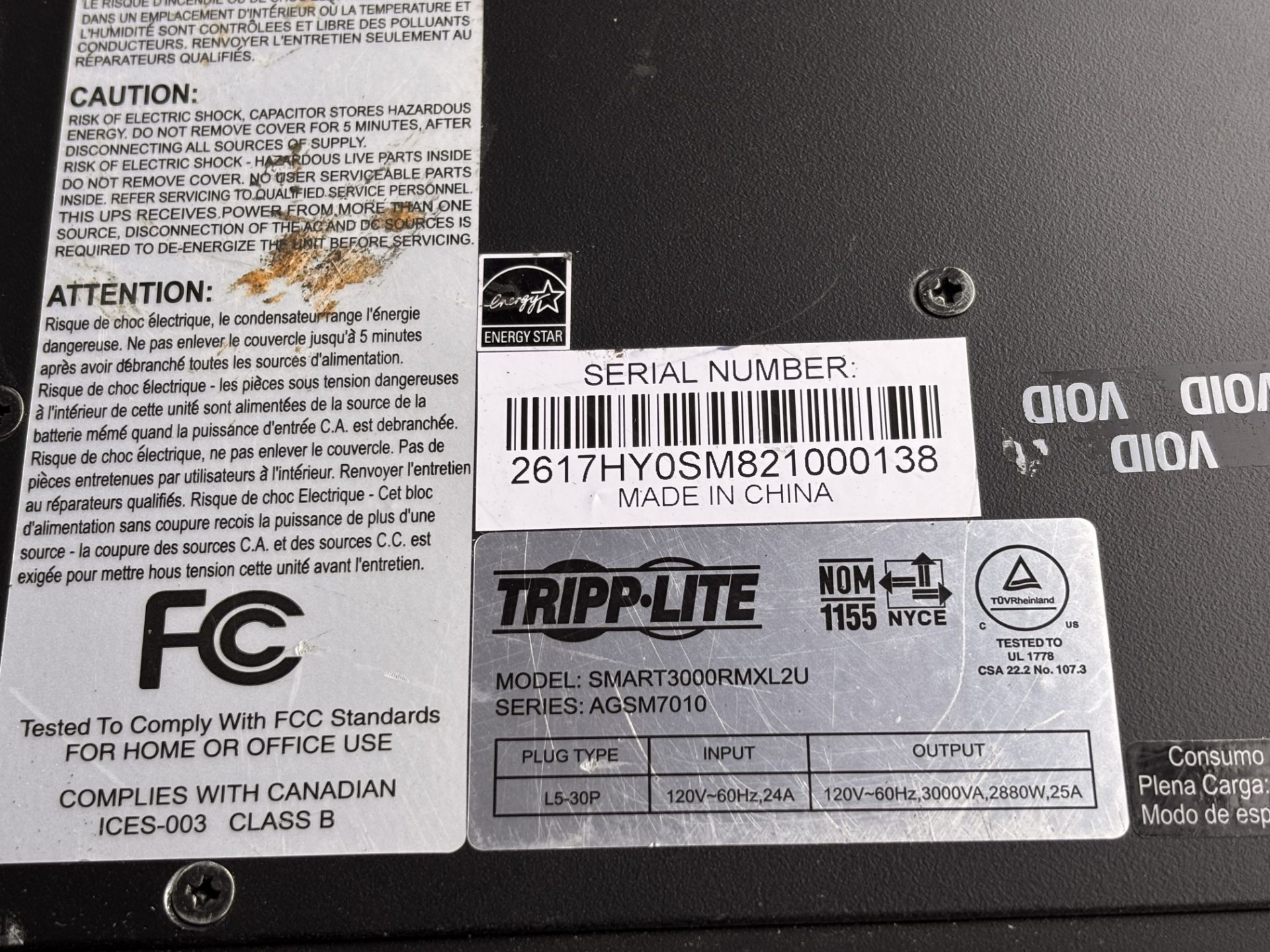 Tripp Lite SMART3000RMXL2U 120V 3kVA 2.88kW UPS' - Image 5 of 7