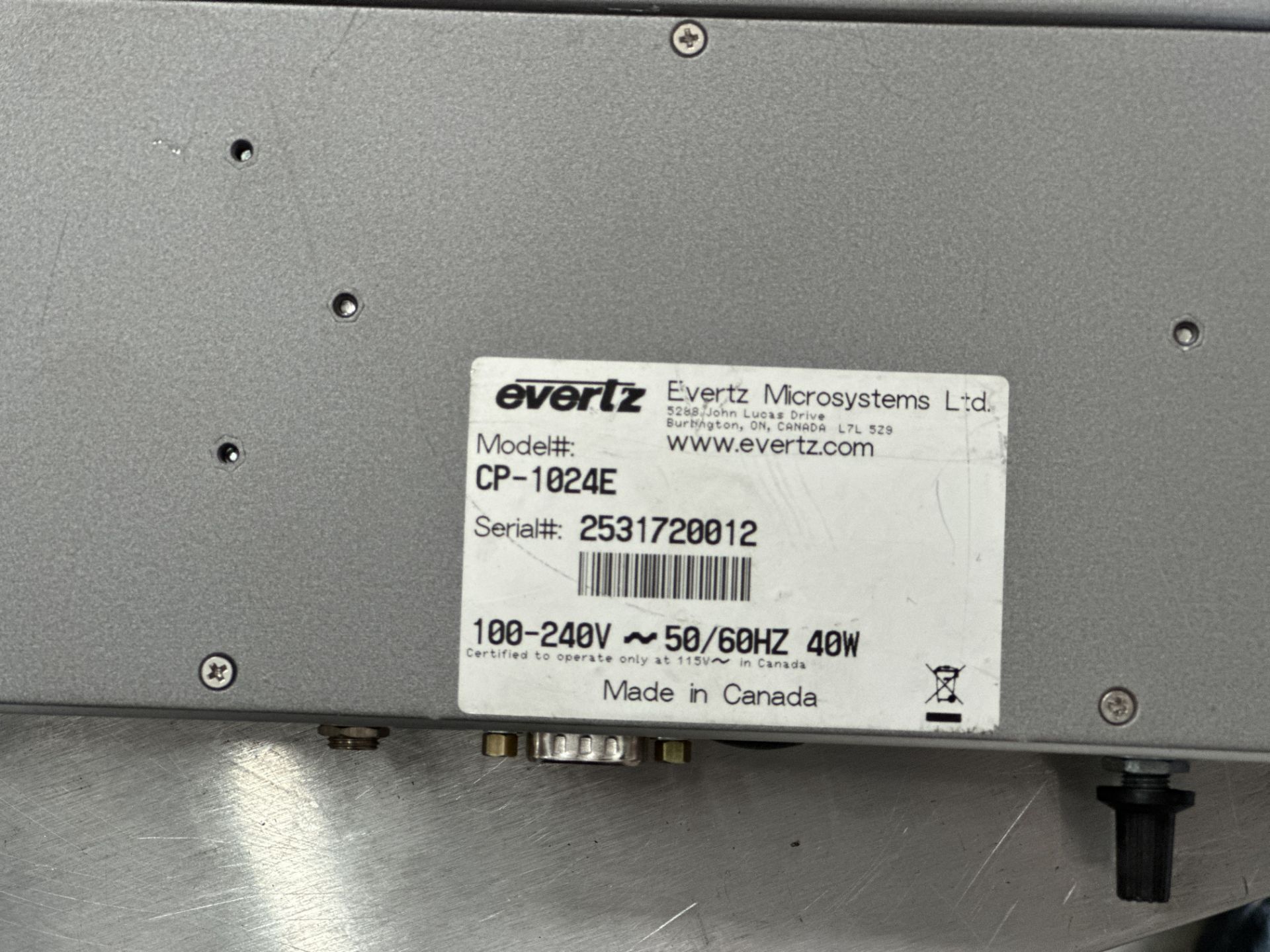Evertz CP-1024E Quartz Router Control Panel - Image 5 of 7