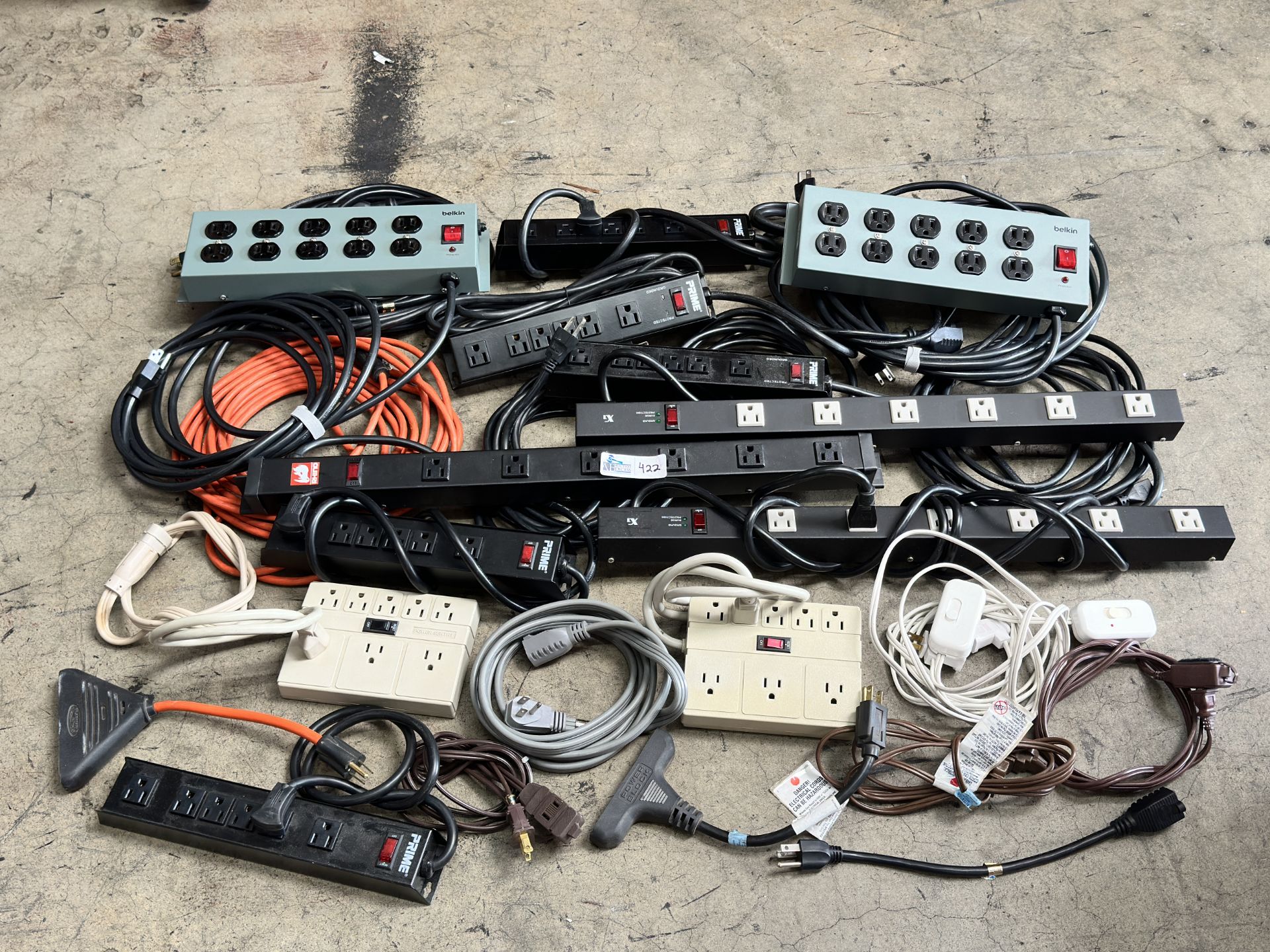 Lot of Rhino Belkin Power Strips and Power Extensions Cables